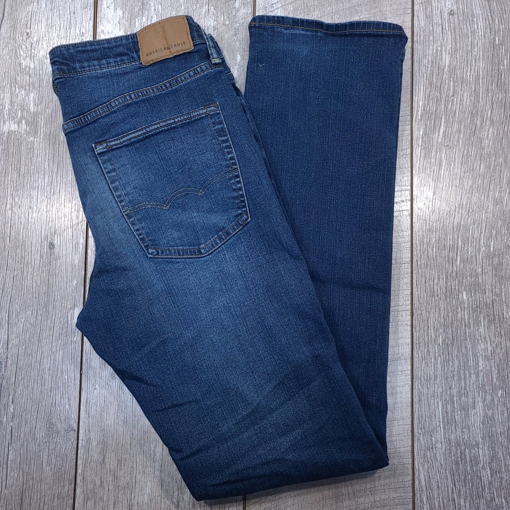 American Eagle Jeans Mens 32x36 Blue Relaxed Straight Dark Wash Denim Pants